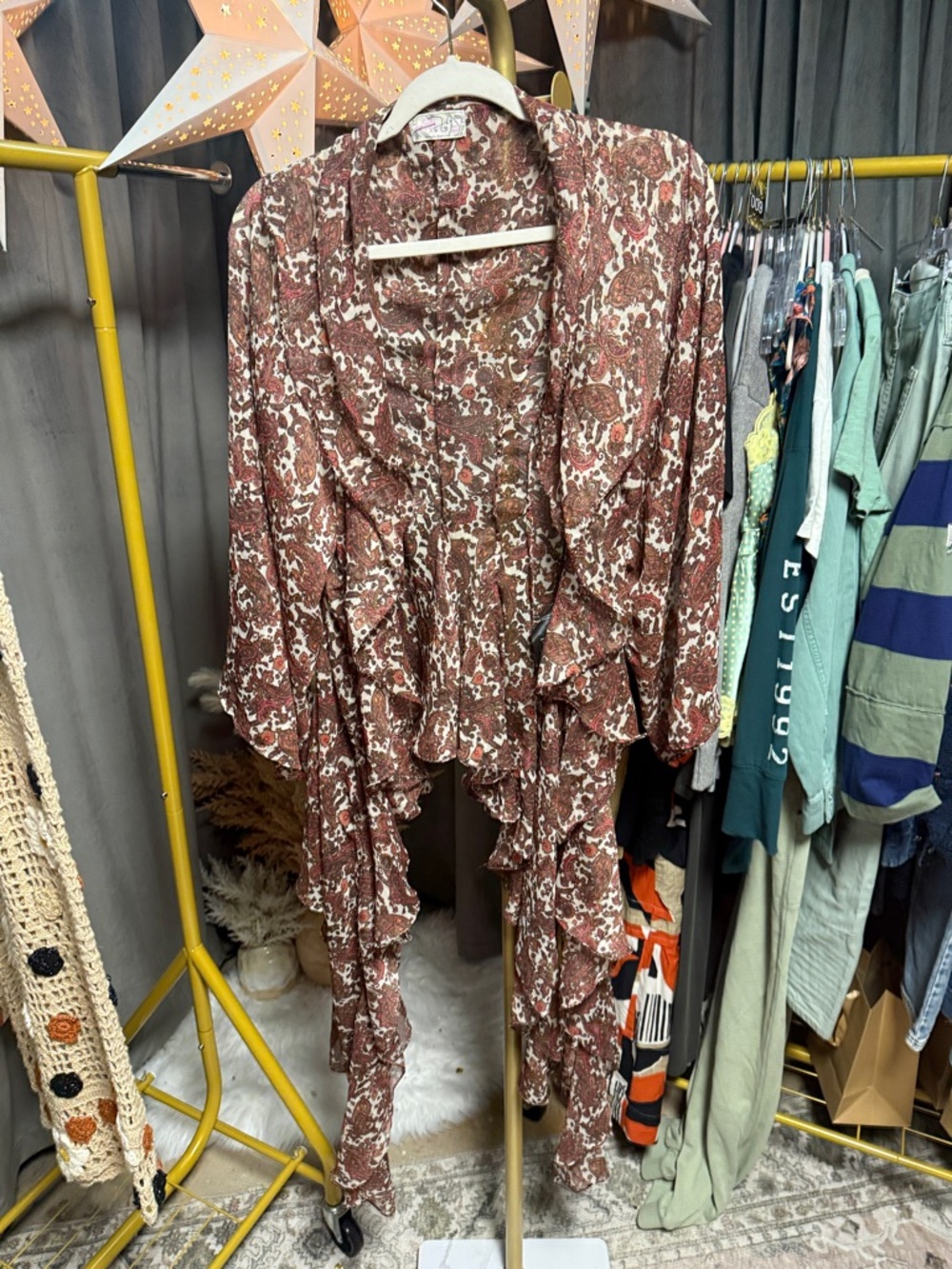 NWOT Free People High Low Printed Duster- Forever Paisley - Picture 7 of 8